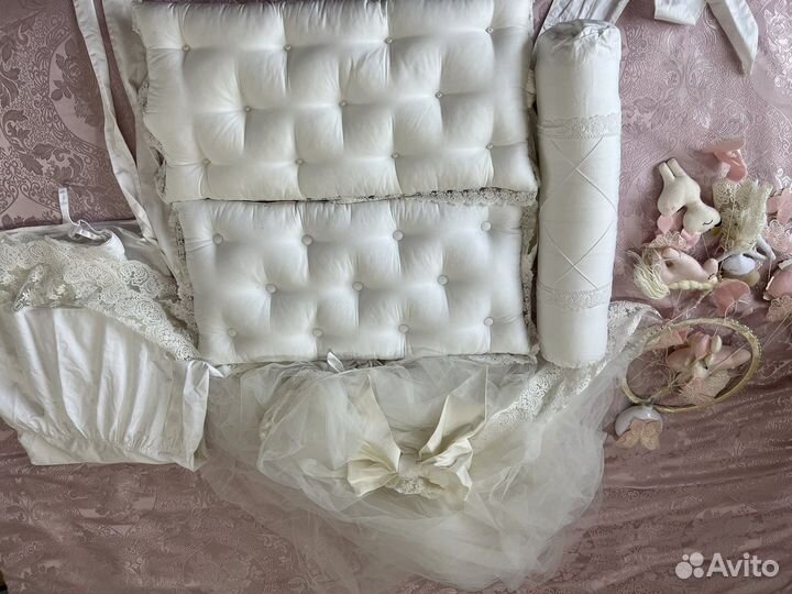 Кроватка Гандылян с маятником+ бортики и балдахин