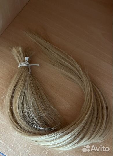 Волосы натуральные блонд для наращивания 50см