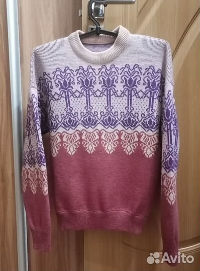 Винтажный свитер 90-е СССР женский шерстяной 46-48