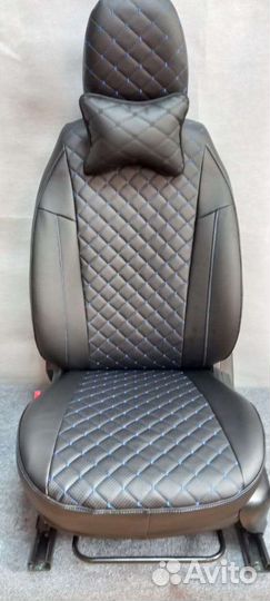 Чехлы Лада Гранта до 18г франт с синей строчкой