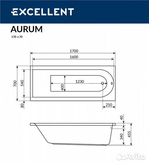 Excellent Aurum 170x70 см waex.AUR17WH