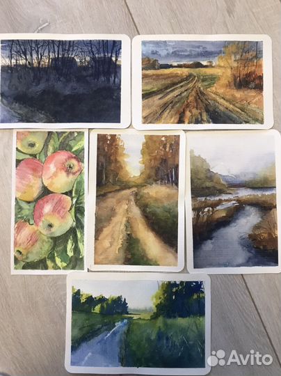 Акварельные открытки 10х15см, в ассортименте