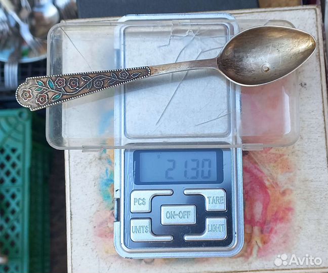 Ложка серебро,эмаль 875 проба звезда