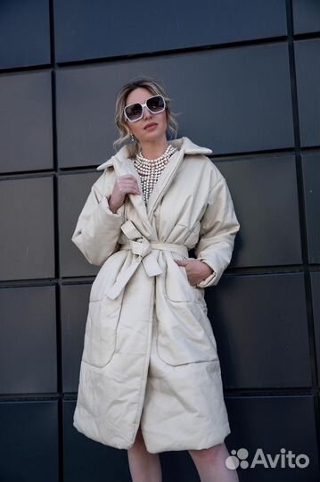 Пальто из экокожи