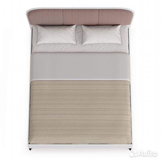 Валенсия Спальня 11.36.02 Кровать без ортопеда, цвет лдсп белый шагрень/мдф бел шагрень/ткань велутт