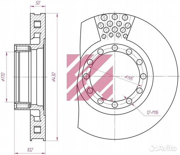 Диск тормозной Iveco о.н.1908614