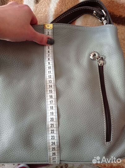 Сумка женская натуральная кожа серая