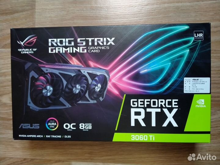 Видеокарта RTX 3060 Ti Asus ROG Strix OC 8gb