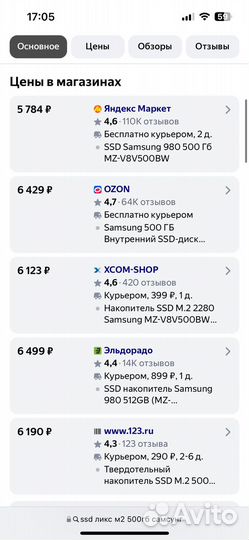 SSD диск m2 500Гб sumsung