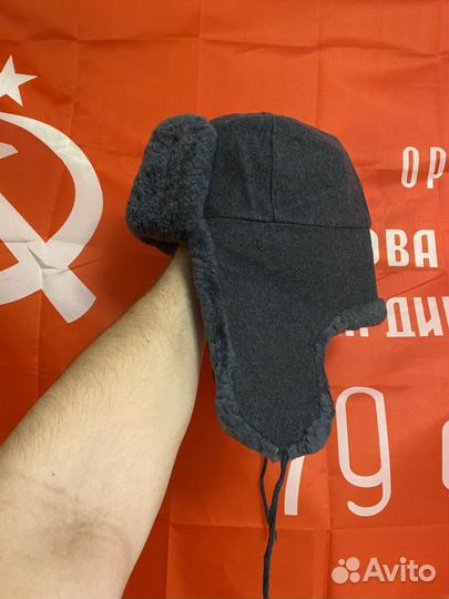 Мужская шапка ушанка с эмблемой мчс 56 размер