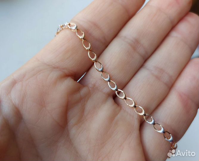 Золотая цепь и золотые серьги-кольца 585 комплект