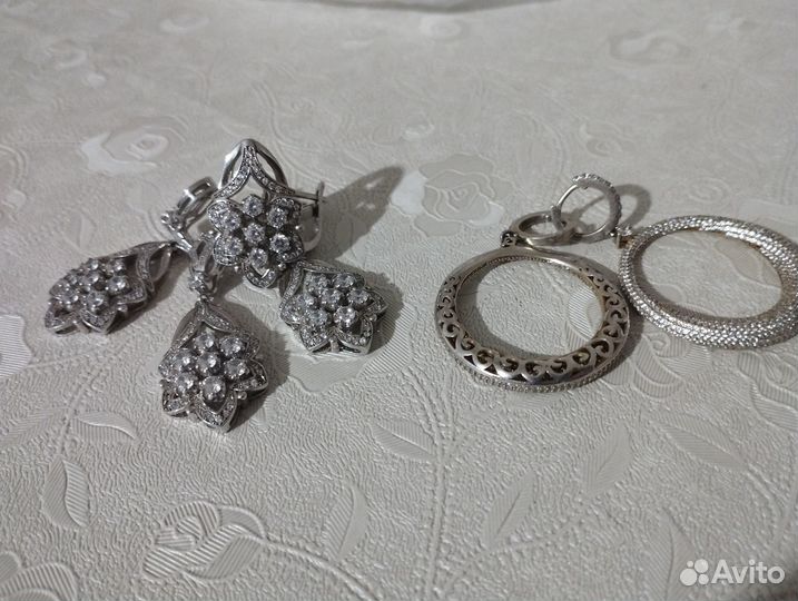 Серьги и кольцо серебро, серебряные изделия