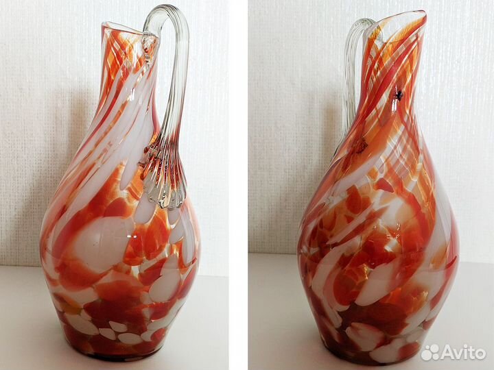 Кувшин и сахарница из цветного стекла СССР