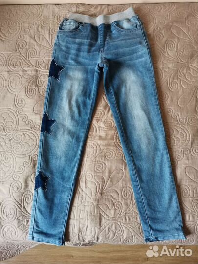 Джинсы 134 р. утепленные с подкладом для девочки