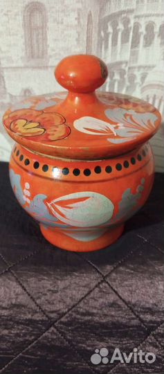 Сахарница и солонка деревянные росписные