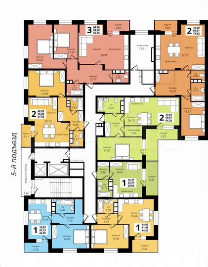 2-к. квартира, 58 м², 2/17 эт.