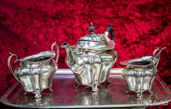 Чайный сервиз Walker клеймо 1906 года мельхиор