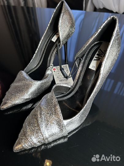 Туфли женские 39 размер zara серебристые