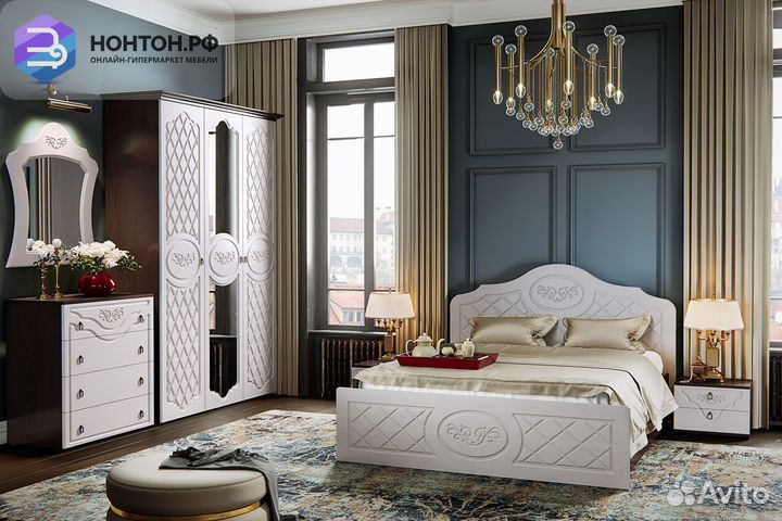 Спальный гарнитур Престиж жемчуг / венге