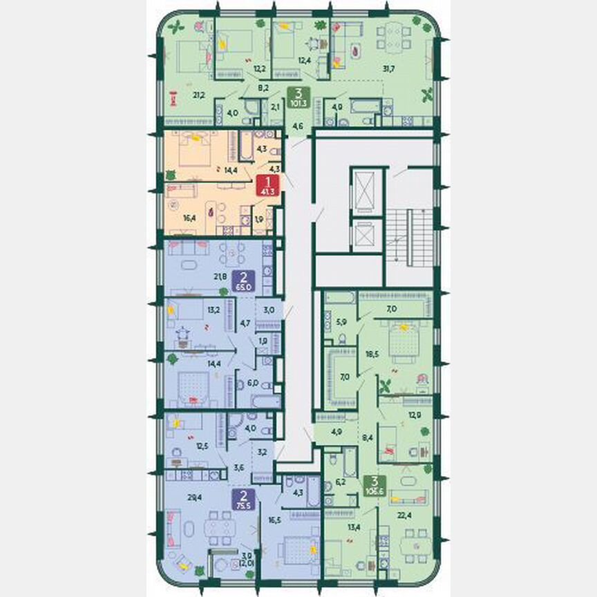 3-к. квартира, 106,6 м², 11/17 эт.