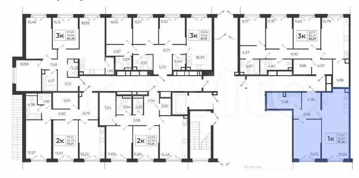 1-к. квартира, 61,2 м², 1/14 эт.