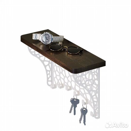 Вешалка ключница металлическая с полкой, белая