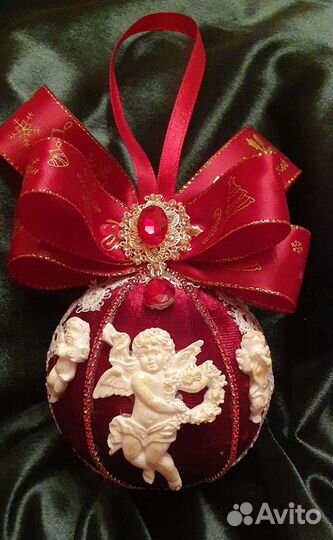 Новогодние шары, украшения на ёлку из бархата