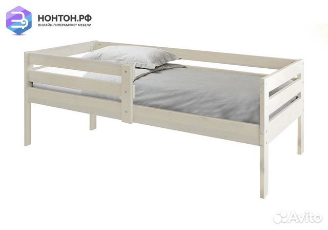 Кровать Норка мини с бортиком выбеленная береза