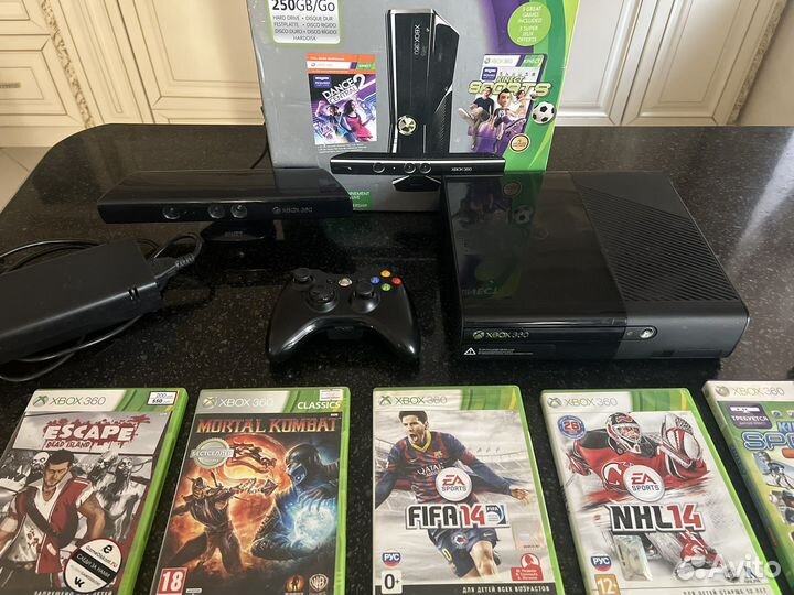 Xbox 360 E slim 250 gb+ киннект+ диски