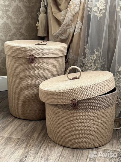 Корзина для белья из джута