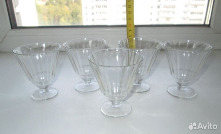 Лафитники-5 шт вместе,h- 7,5 см, 16-ть граней,ссср