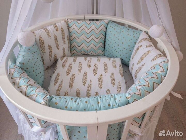 Бортики в детскую кроватку Подушки белье