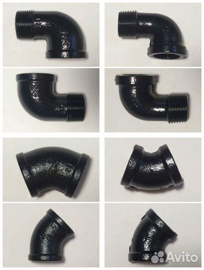 Фитинги резьбовые чугунные (черные) для лофт