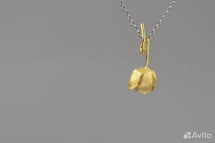 Кулон перевернутый тюльпан в позолоте Sakura Dream