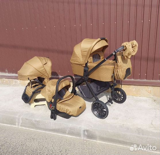 Коляска 3в1 Новая качество (Золотой Беж )