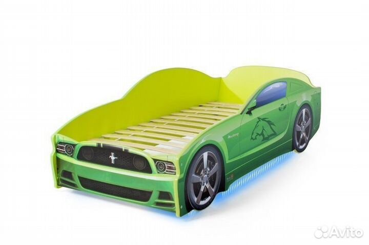 Кровать-машина мустанг синий