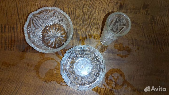 Новый Хрусталь СССР. Салатник, Ваза, Пепельница