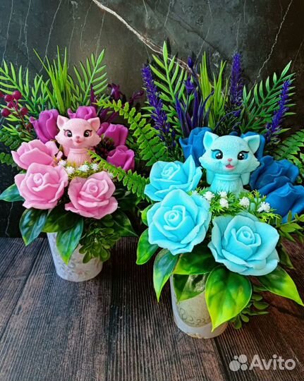 Мыло ручной работы букеты с фигурками