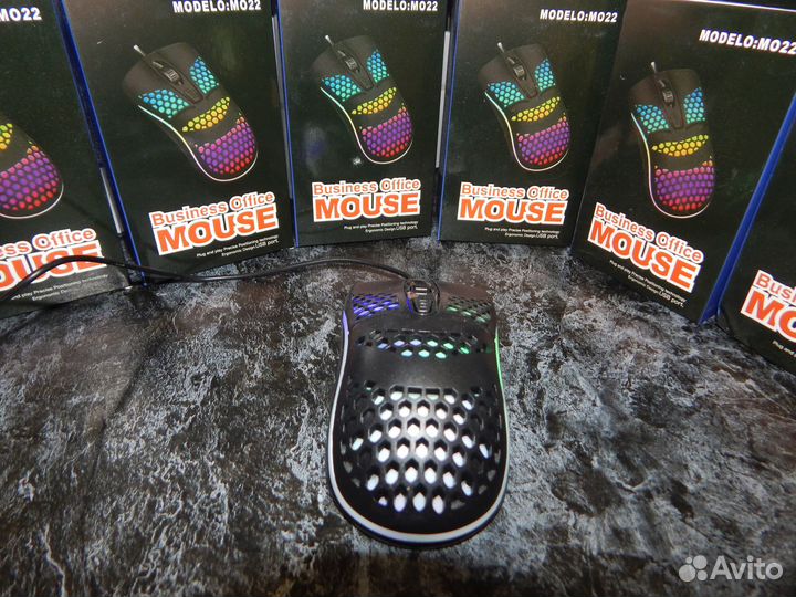 Компьютерная Мышь с Сотами и RGB подсветкой