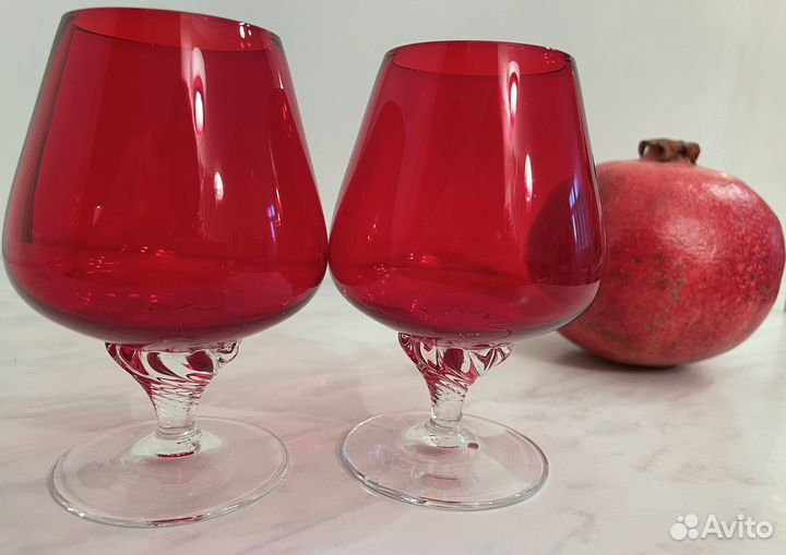 Фужеры Богемия - рубин СССР; хрусталь