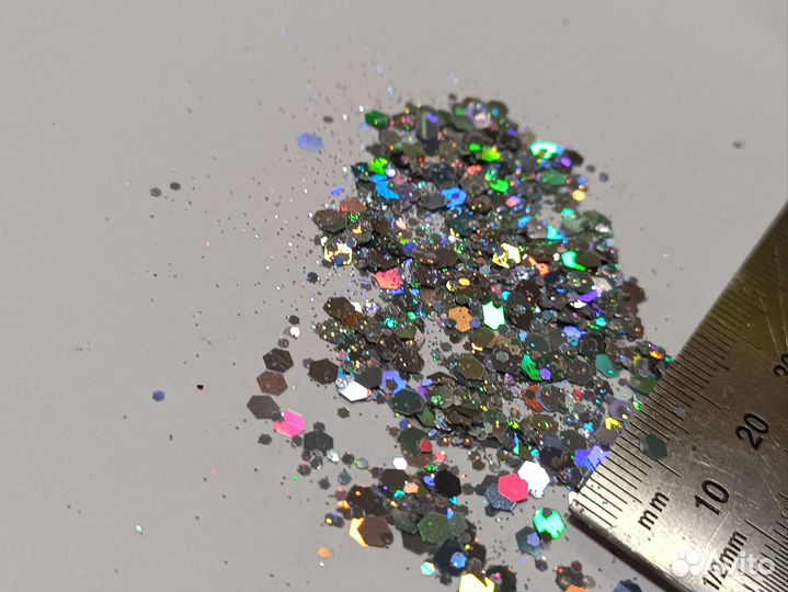 Блестки глиттеры 50гр серебристые зеркальные