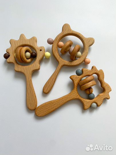 Именной держатель для соски, грызунок, погремушка