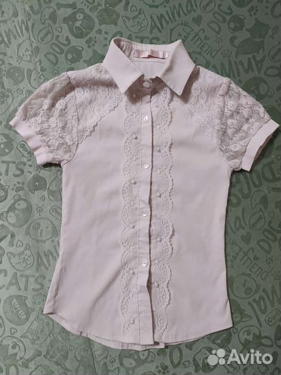 Блузки белые для девочек 128