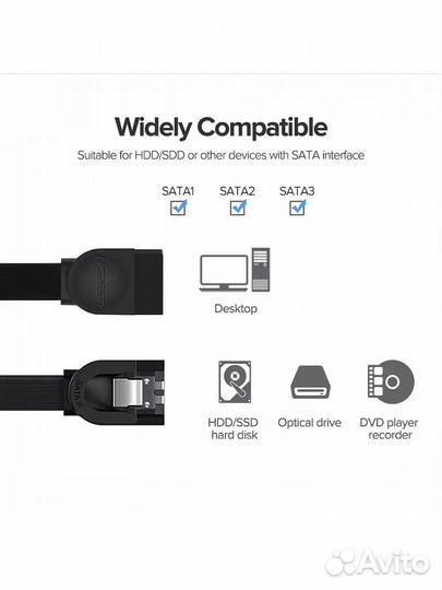 Кабель ugreen US217 (30797) 0.5м черный 90 угол