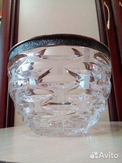 Салатница СССР, хрусталь + мельхиор