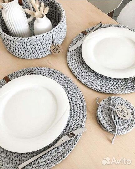 Вязанные корзинки и аксессуары для кухни