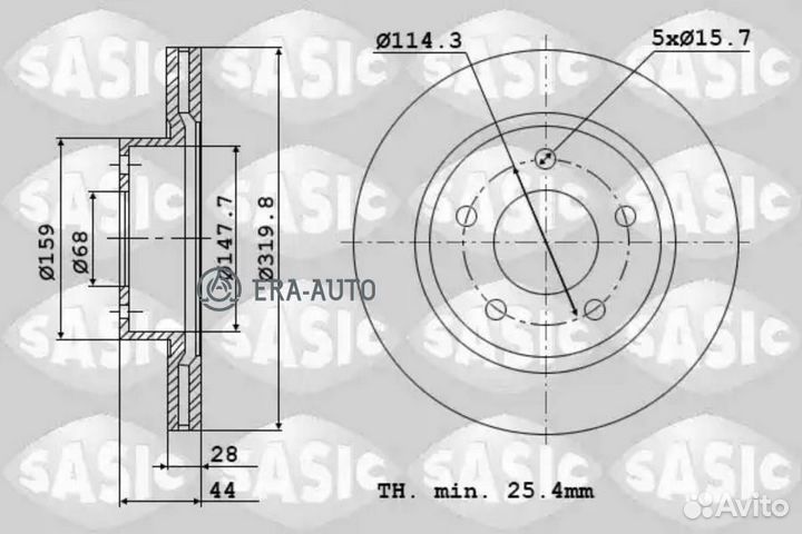 Sasic 6104026 Диск тормозной (комплект)