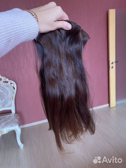 Волосы на заколках натуральные русые