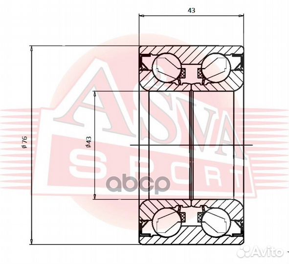 Подшипник ступичный передний DAC43760043 asva