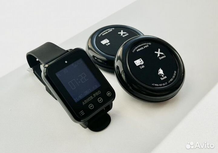 Кнопка вызова официанта влагозащищенная и часы